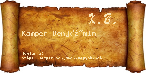 Kamper Benjámin névjegykártya